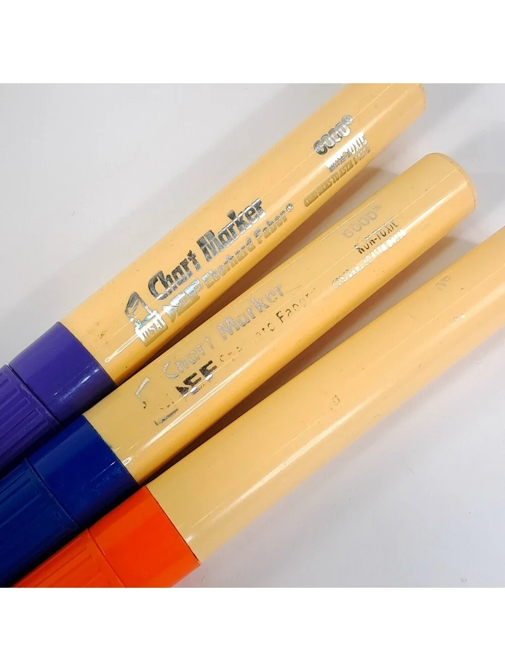 Vintage Eberhard Faber Chart Marker Felt-Tip Markers set 3 purple blue orange